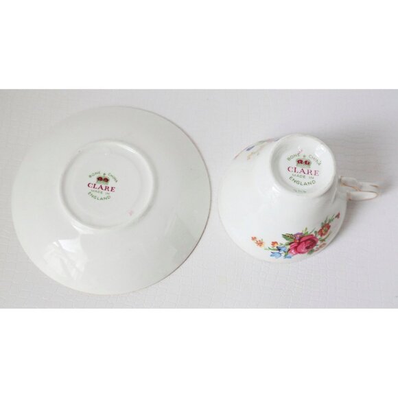Tea Cup and Saucer Saucer Vintage Teacup and Saucer Clare Bone China Springtime - Picture 5 of 5